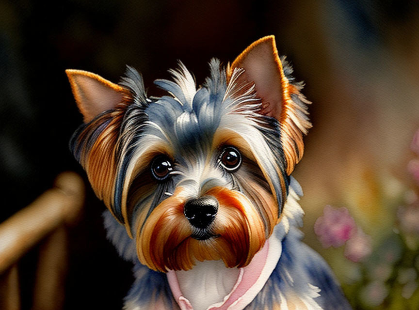 Detailed Hyper-Realistic Yorkshire Terrier Illustration