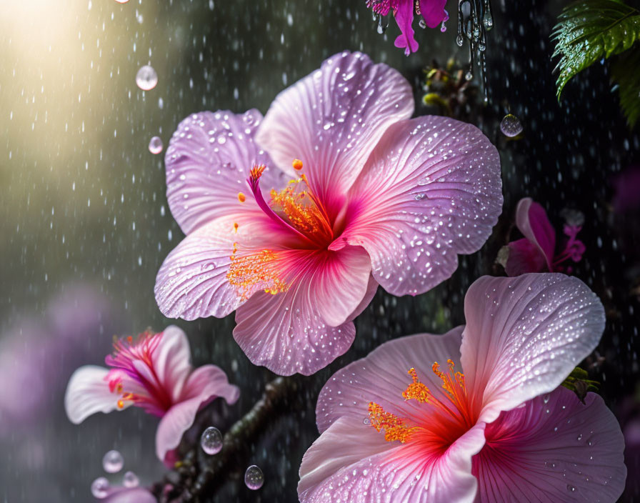 Hibiscus in rain 