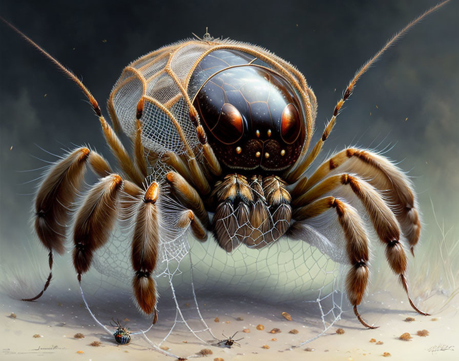 Detailed Spider Digital Painting with Intricate Abdomen Markings