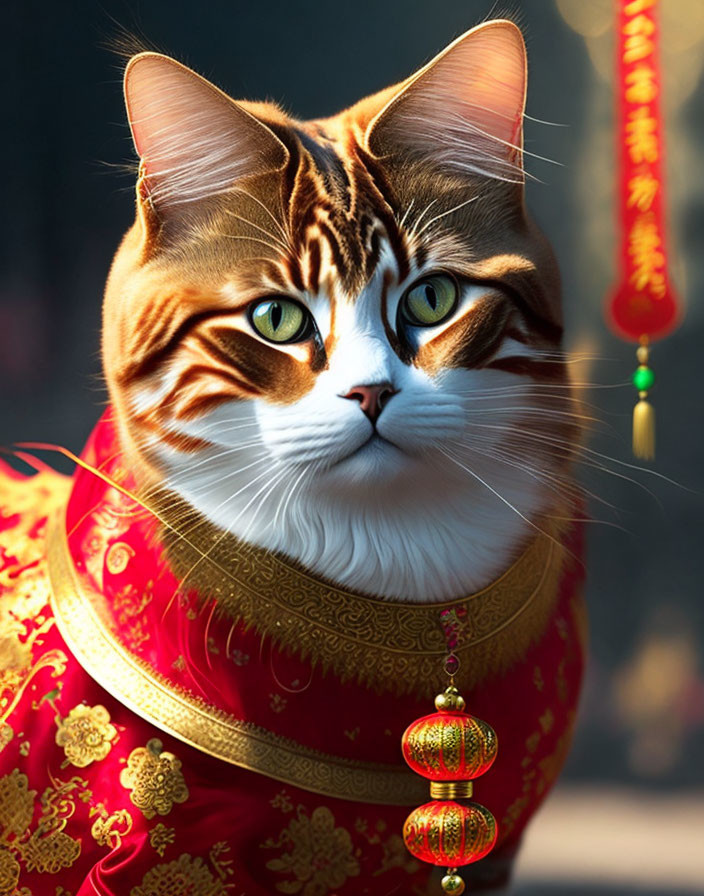 Digital Art: Cat in Chinese Traditional Attire