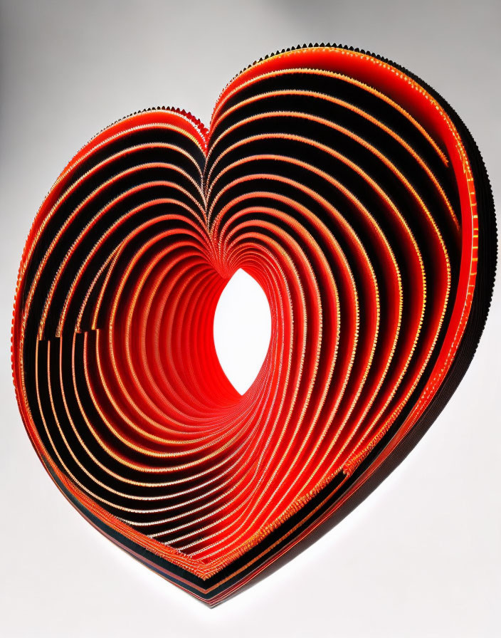 Red and Black Heart-Shaped Sculpture with 3D Effect