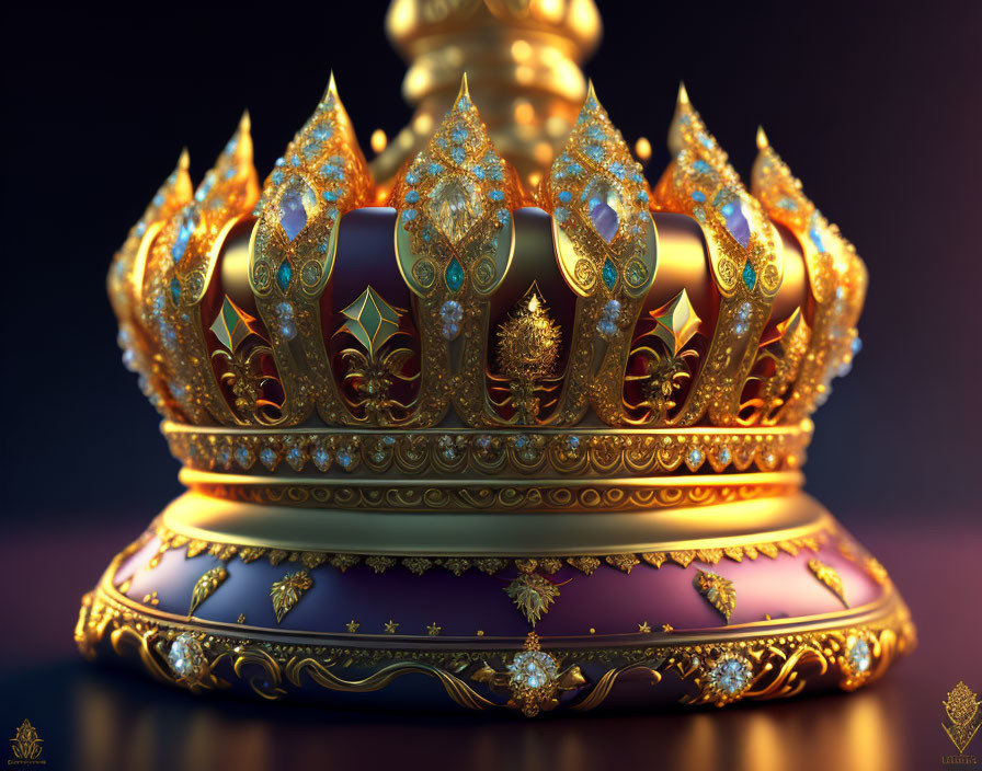 Intricate golden crown with jewels and fleur-de-lis motifs