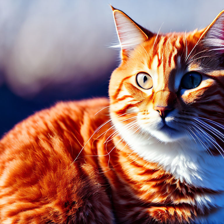 Orange Tabby Cat with Distinctive Markings Outdoors in Close-Up Shot