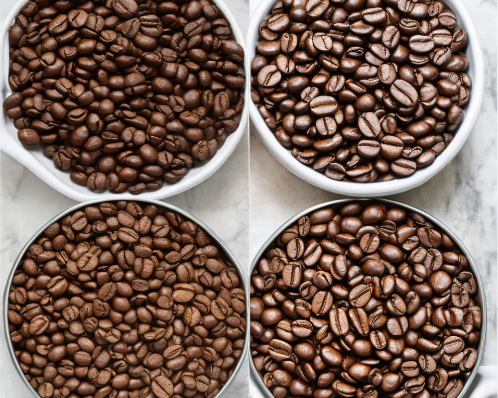 Four Angles of Roasted Coffee Beans in a Bowl