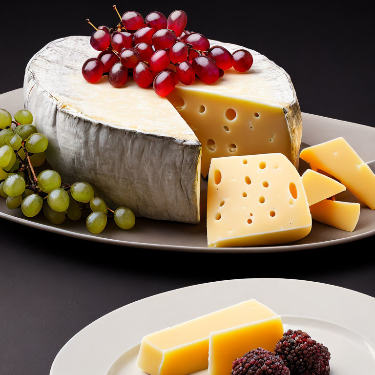 Assorted Cheeses with Grapes and Berries Plate