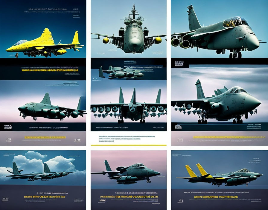 Military Aircraft Collage with Enhanced Features and Capabilities