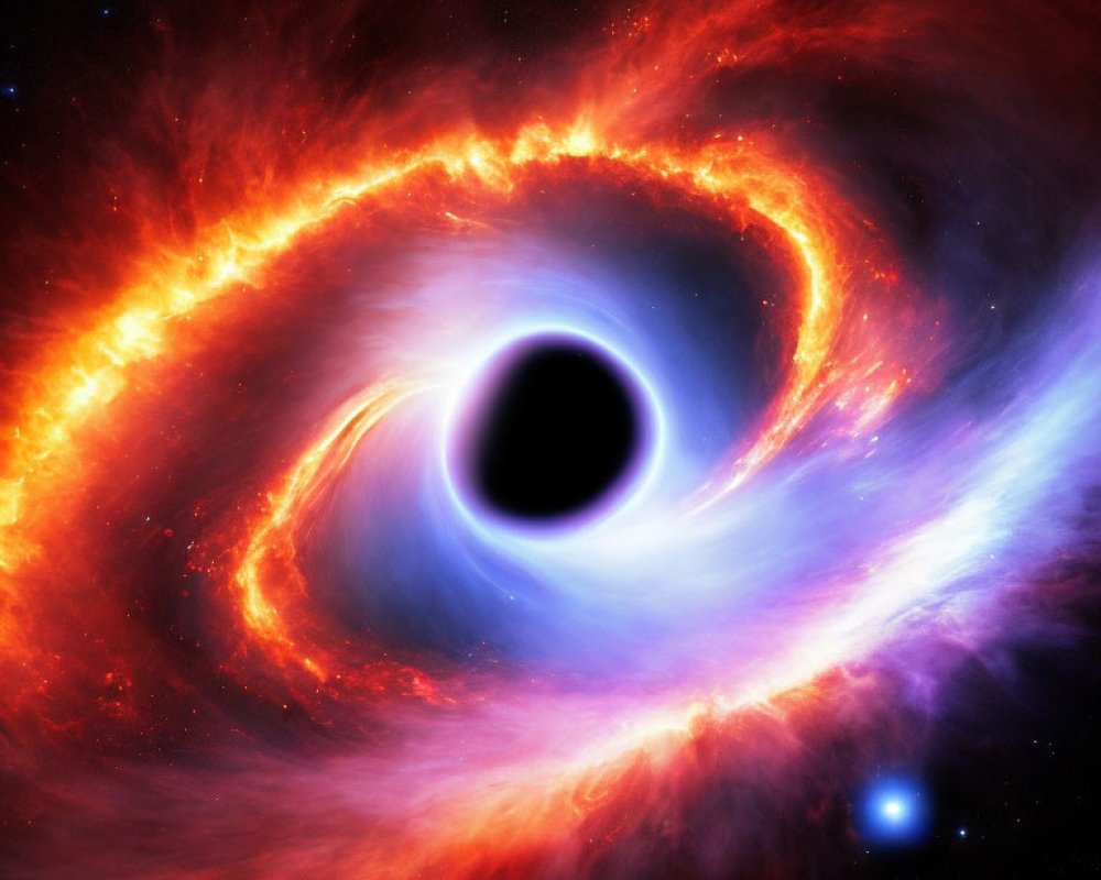 Digital Image: Black Hole with Intense Light and Cosmic Clouds