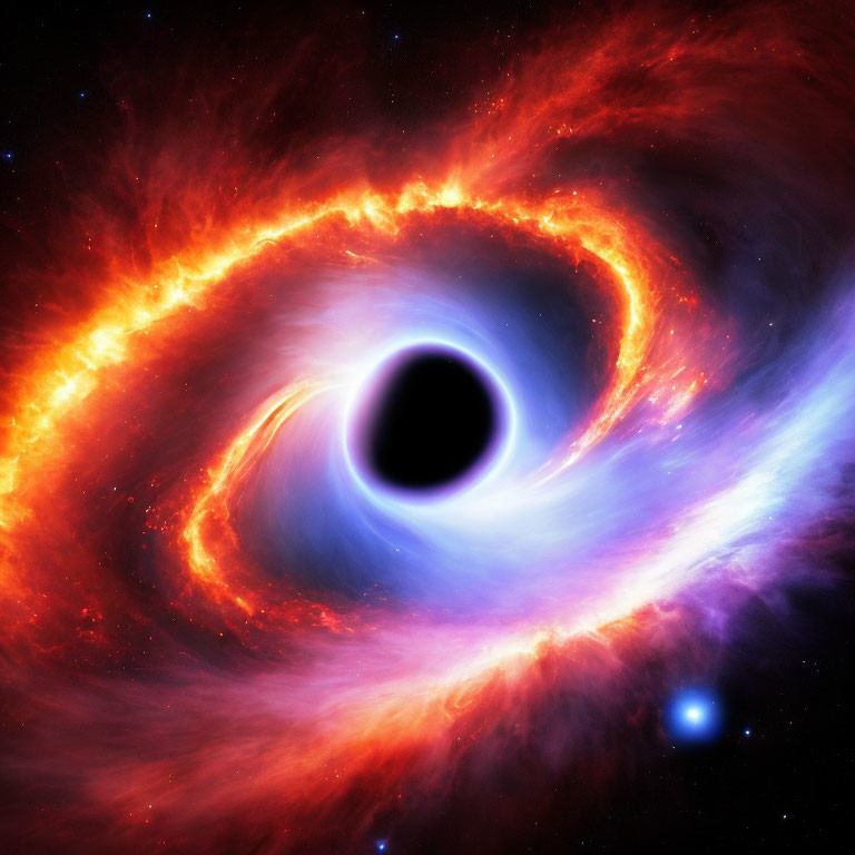 Digital Image: Black Hole with Intense Light and Cosmic Clouds