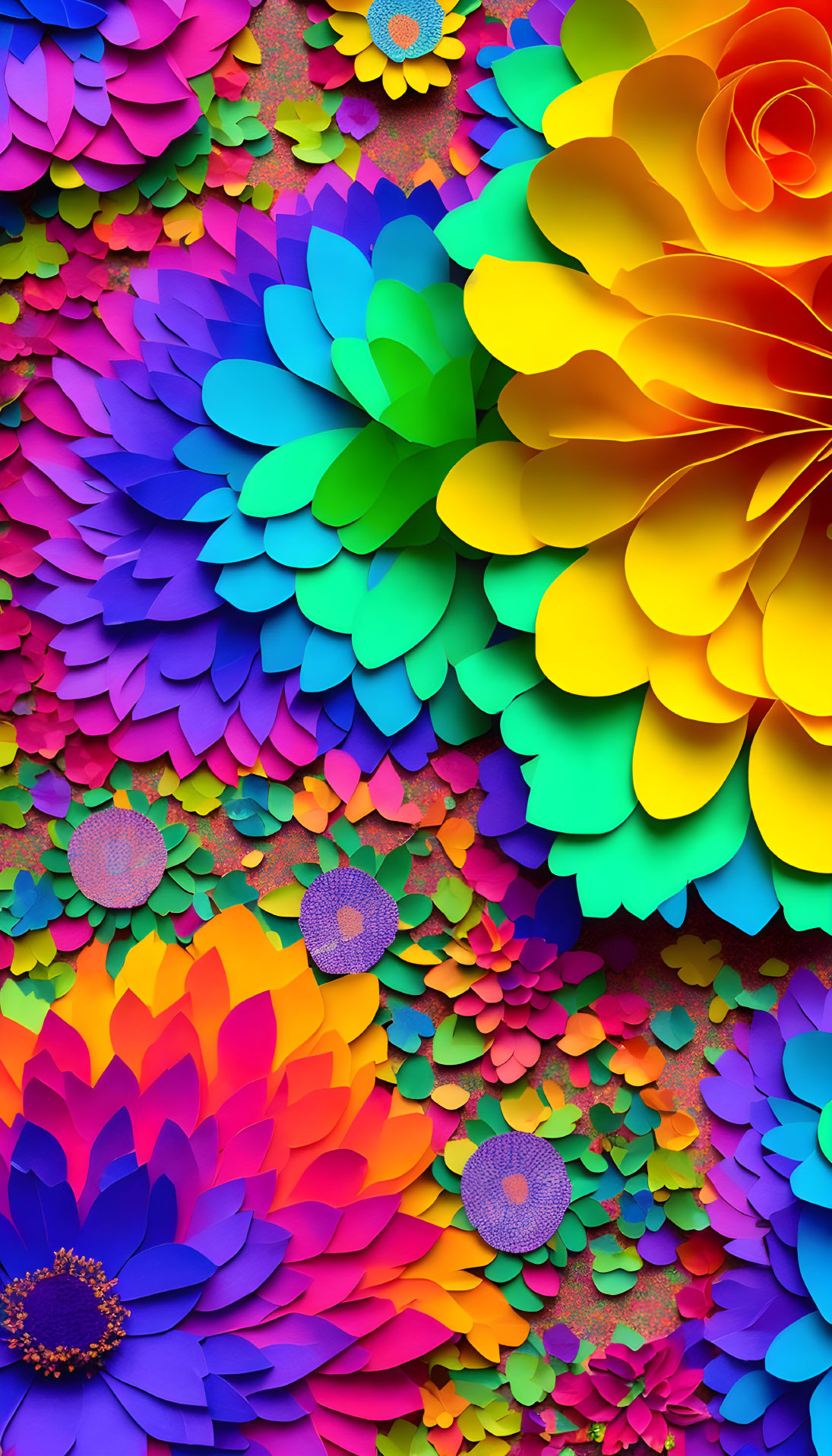 Layered Paper Flowers: Vibrant, Colorful Floral Pattern