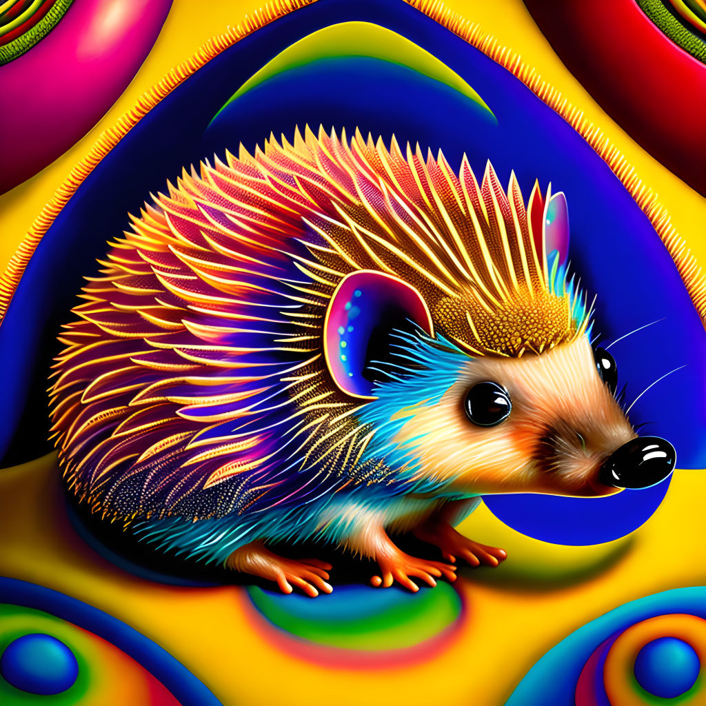 Vibrant Stylized Hedgehog Illustration with Gradient Quills