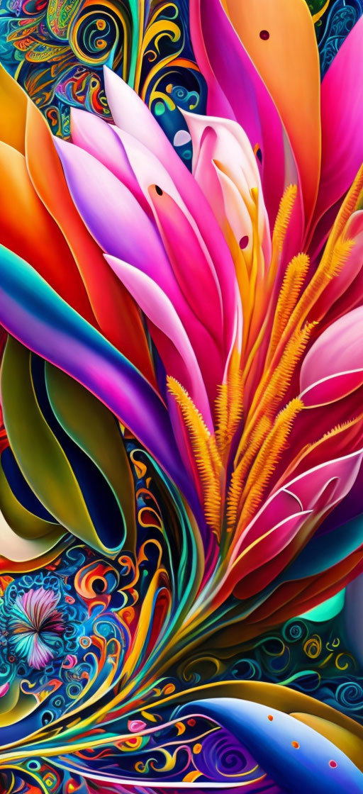 Colorful Abstract Digital Artwork with Flowing Shapes and Intricate Details