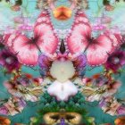 Colorful Digital Artwork Featuring Ornate Butterfly and Floral Background