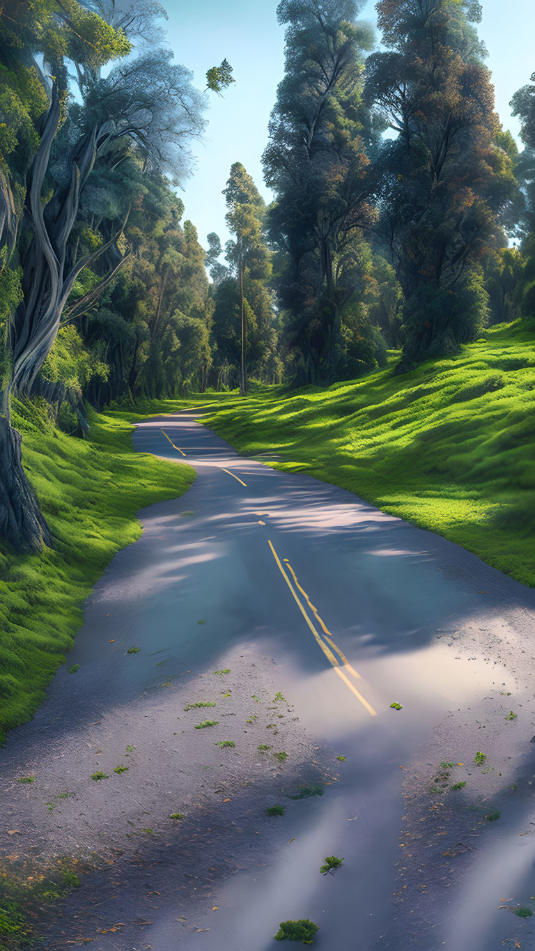 Scenic winding road through lush green landscape