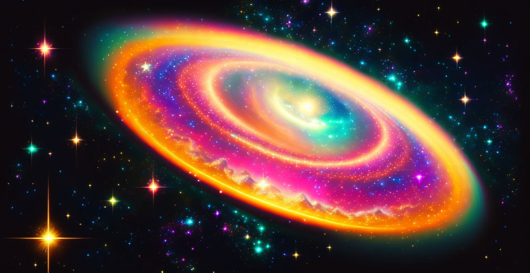 Colorful Spiral Galaxy Digital Art Depiction