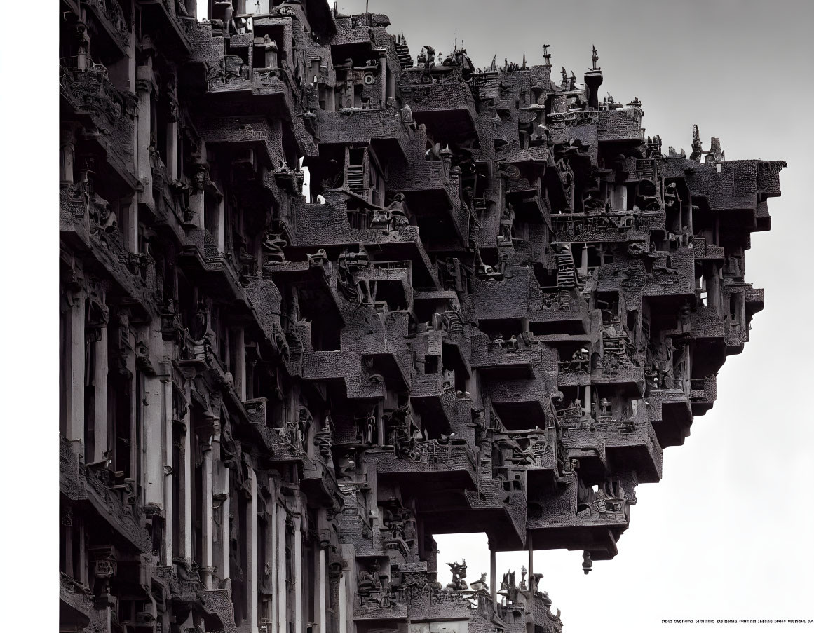 Intricate Gothic architectural fractal design with balconies