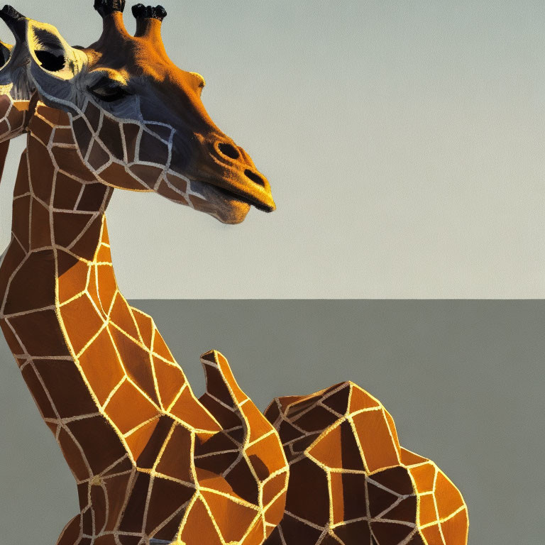 Geometric Giraffe Artwork with Mosaic Skin Patterns