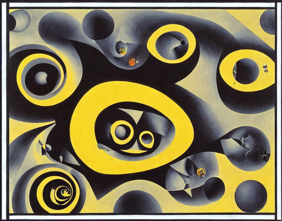 Monochromatic and Yellow Swirling Abstract Patterns