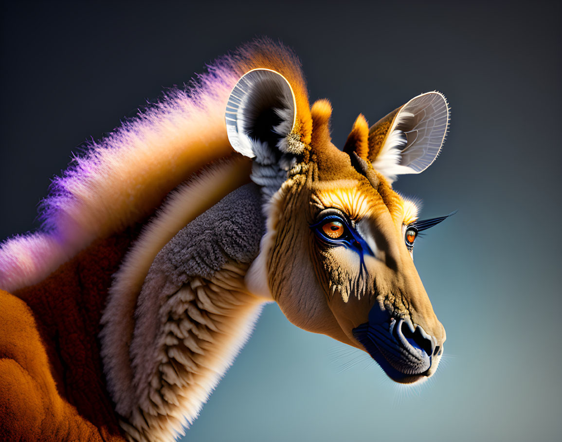 Stylized anthropomorphic animal with orange fur and human-like eyes