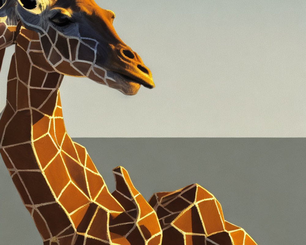 Geometric Giraffe Artwork with Mosaic Skin Patterns