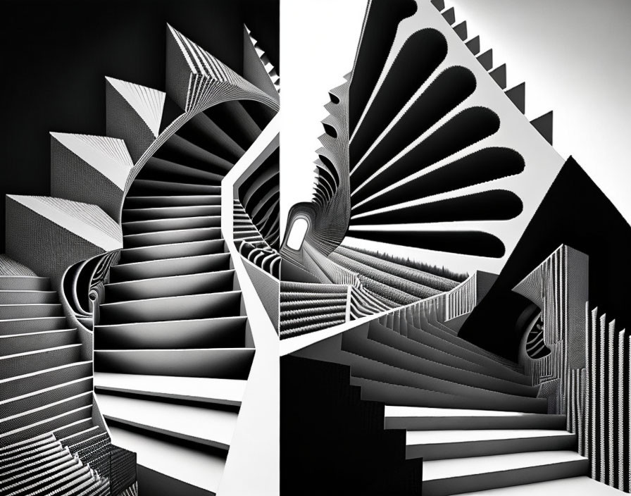 Abstract Black and White Geometric Patterns with Optical Illusions