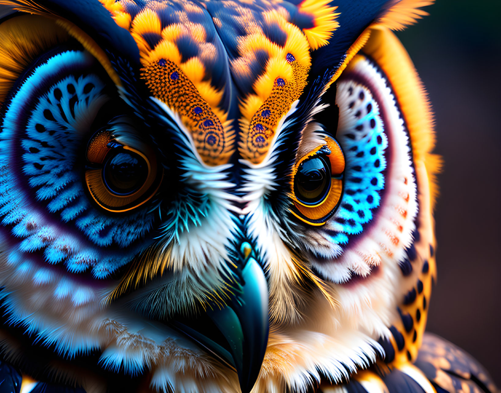 Colorful Owl Artwork with Detailed Eyes