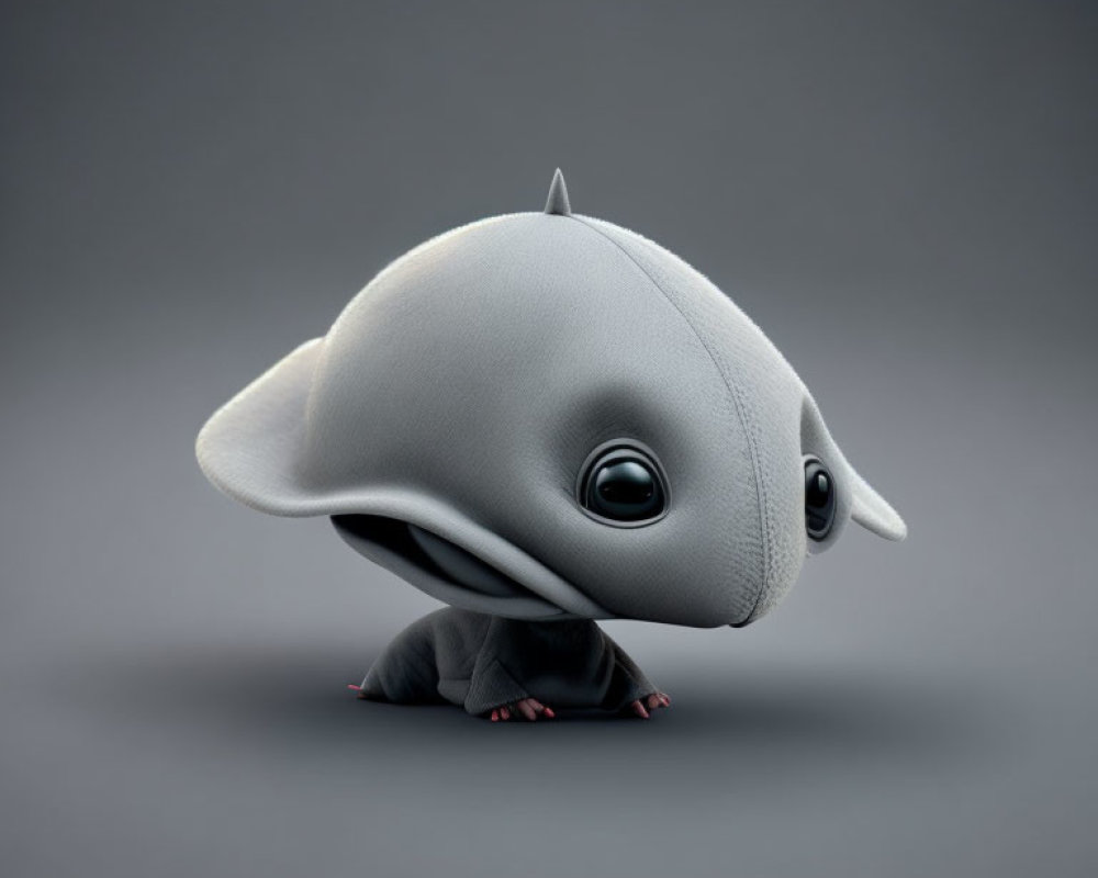 Whimsical 3D illustration of a cute creature with large eyes