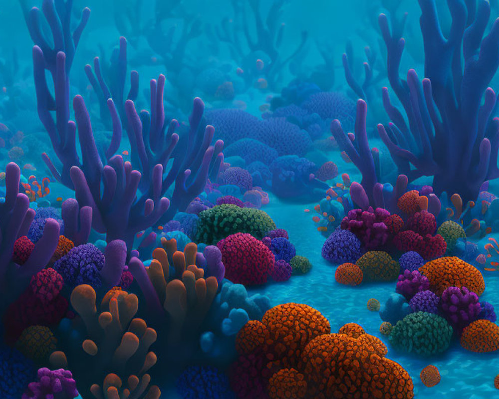 Colorful Coral Formations in Serene Underwater Scene