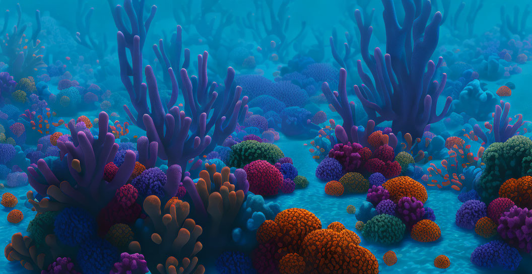 Colorful Coral Formations in Serene Underwater Scene