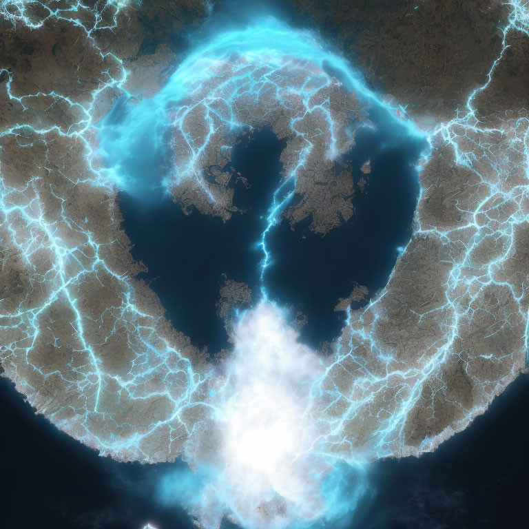 Stunning Satellite View of Electric-Blue Bioluminescent Phenomenon