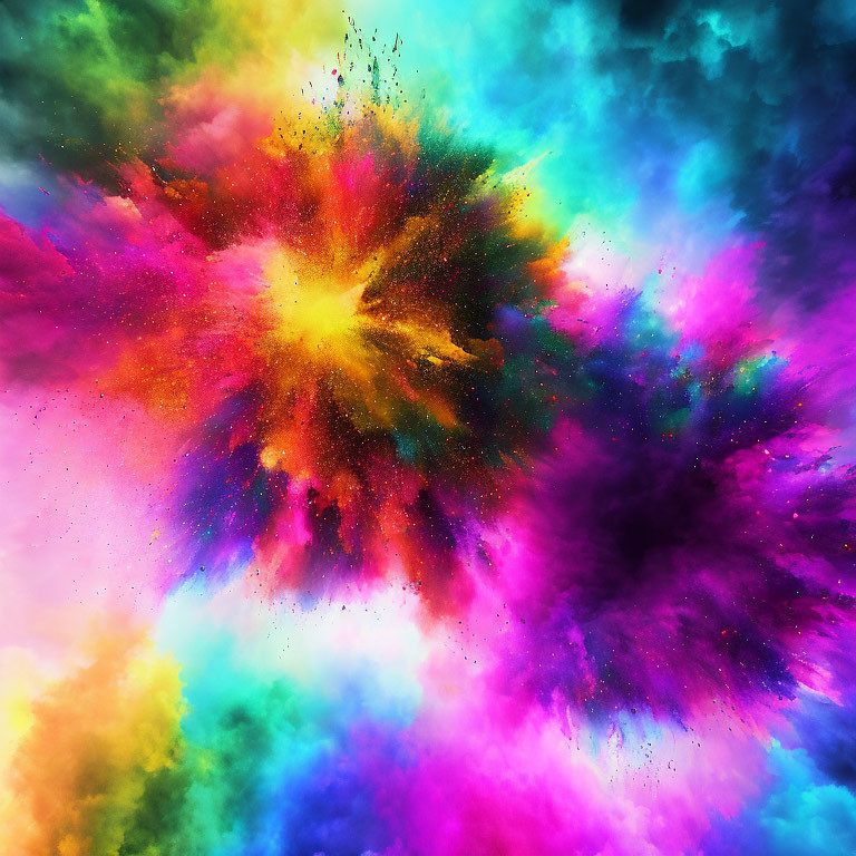 Colorful Rainbow Explosion on Dark Background