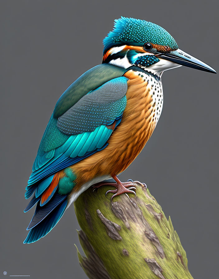 Colorful Kingfisher with Blue and Orange Plumage on Wooden Stump