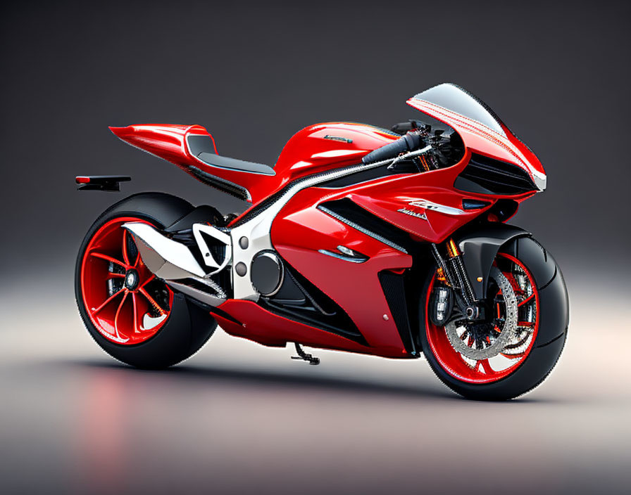 Red Sport Motorcycle with Alloy Wheels and Disc Brakes