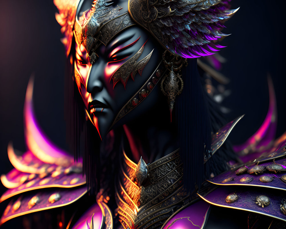 Detailed 3D fantasy warrior illustration with metallic textures, winged helmet, and elaborate armor.