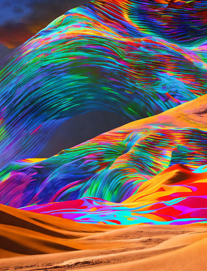 Colorful Abstract Patterns Transform into Vibrant Desert Landscape