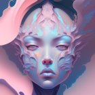 Surreal Abstract Portrait with Fluid Swirling Forms