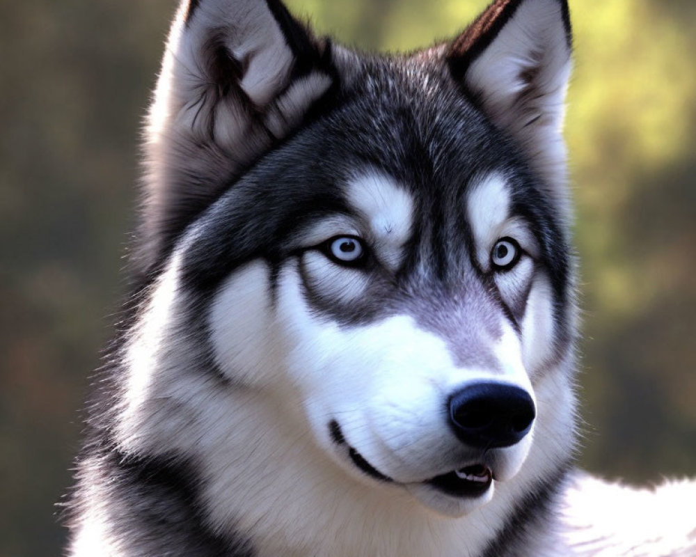 Siberian Husky with Blue Eyes and Thick Fur in Sunlit Setting