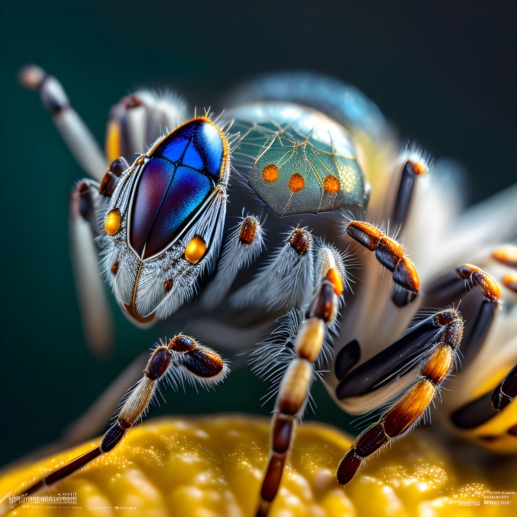 Colorful Insect with Intricate Eye Patterns and Vibrant Orange Touches