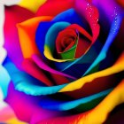 Vibrant digitally altered rose with rainbow palette