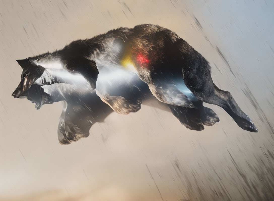 Dynamic Border Collie Leaping in High-Speed Photo