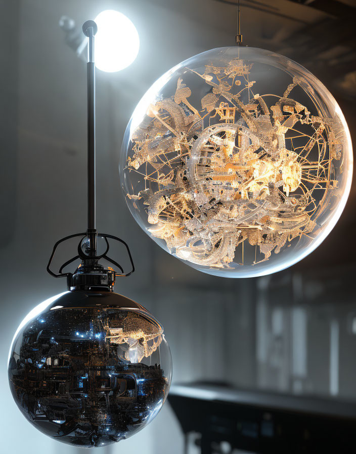 Detailed Spherical Chandeliers with Complex Gear Structure