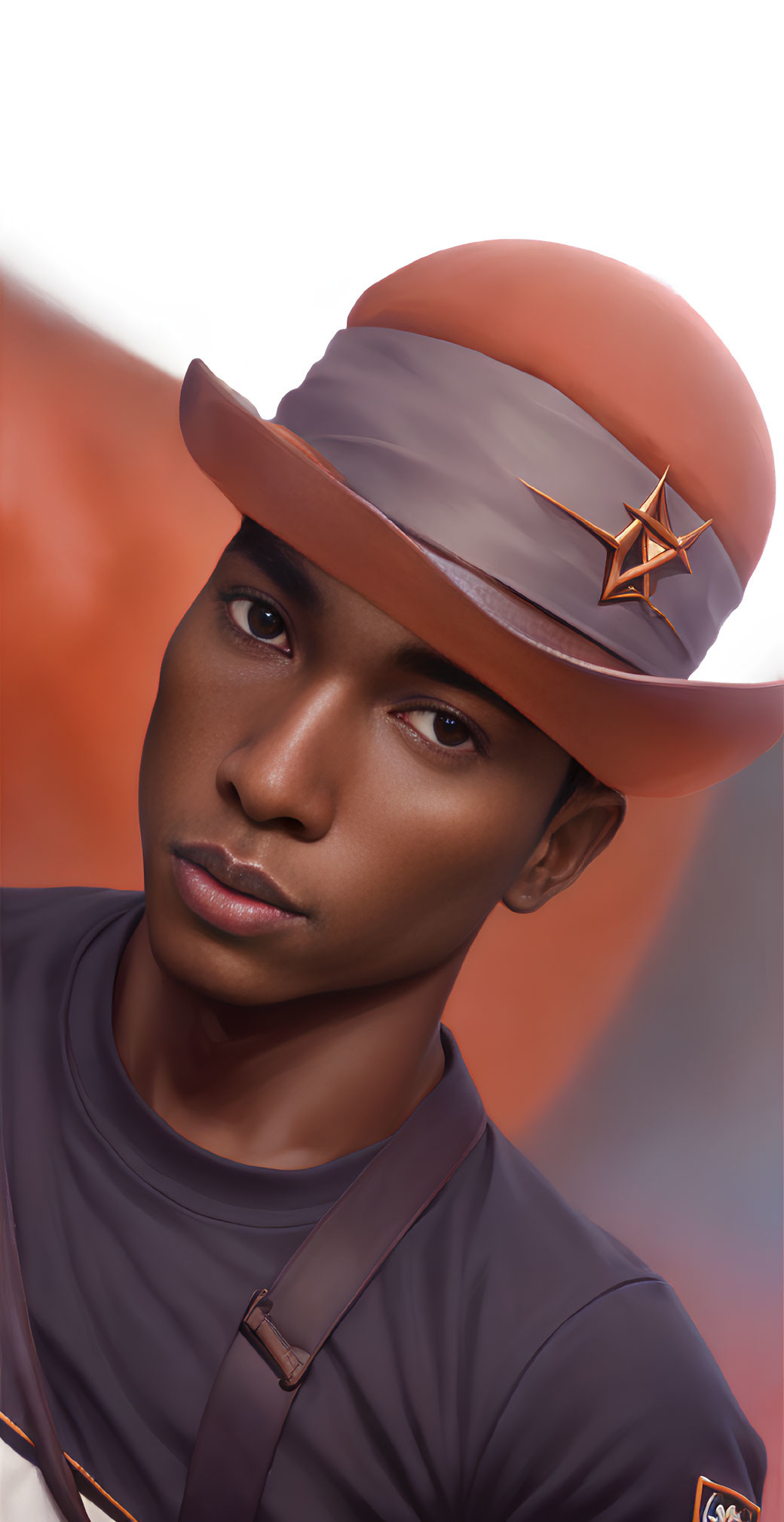 Brown Military-Style Hat with Star Insignia Portrait