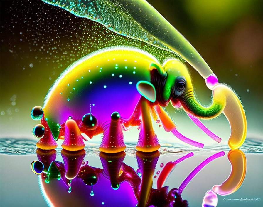 Colorful Surreal Digital Artwork with Droplet-like Extensions