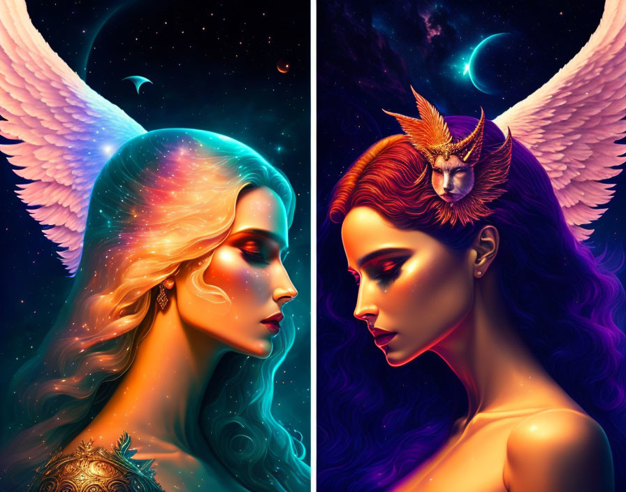 Split Image: Women with Angelic & Mystical Attributes