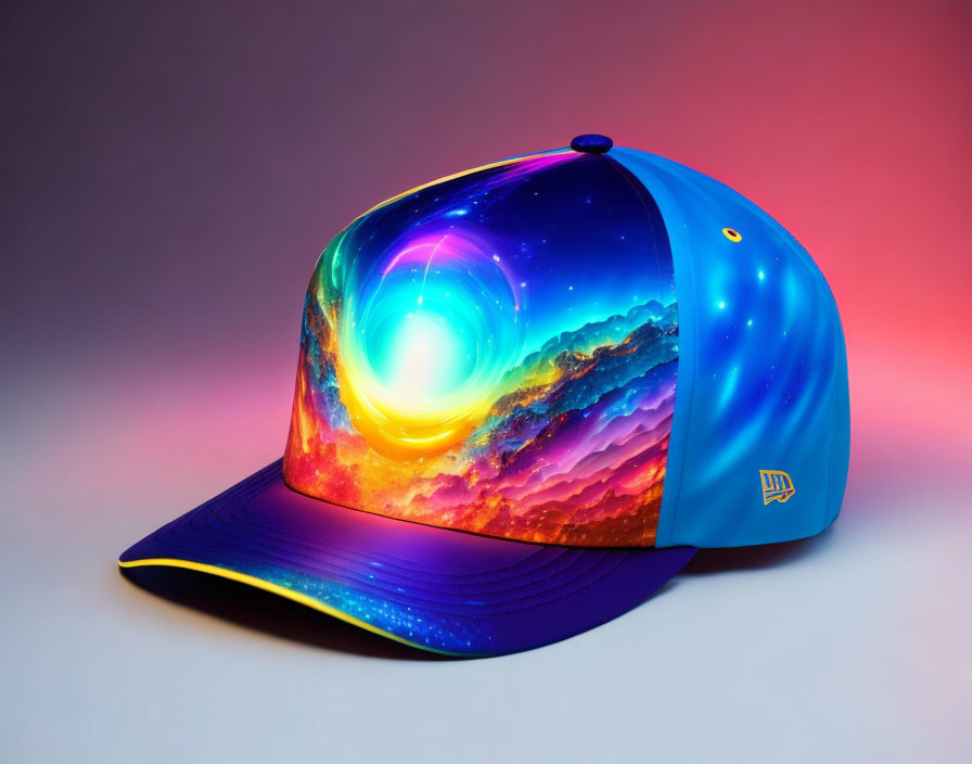 Galaxy Print Baseball Cap with Yellow Brim and Branded Tag