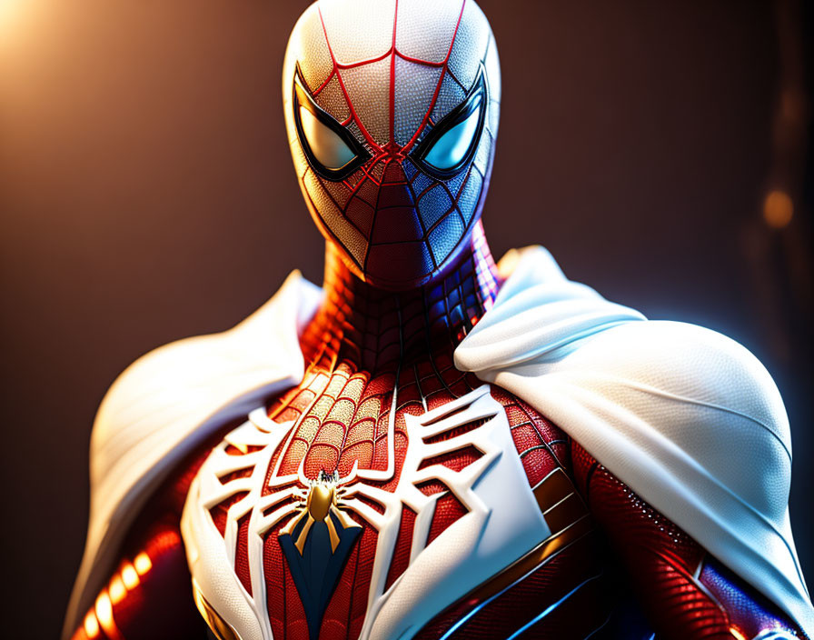 Detailed Spider-Man Figure in Dynamic Pose with Red and Blue Suit Texture