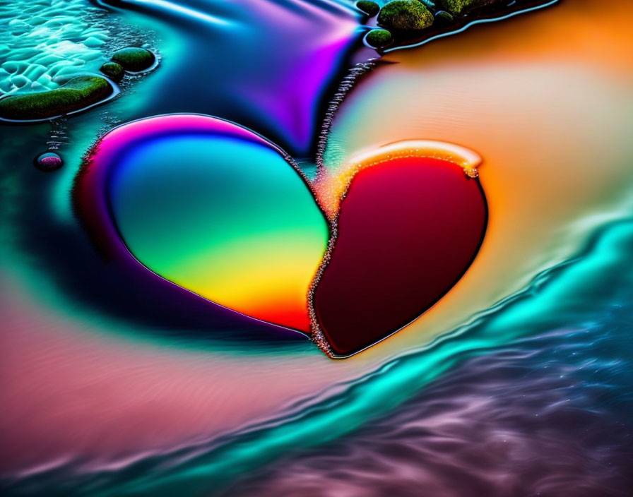 Vibrant Heart Shape in Colorful Abstract Art Pattern