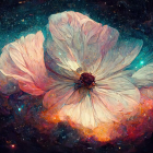 Colorful Flowers and Petals in Cosmic-Inspired Digital Art