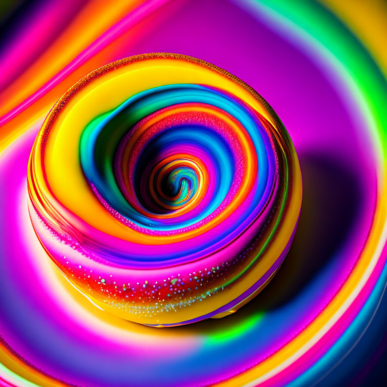 Colorful Psychedelic Spiral in Yellow to Purple Gradient