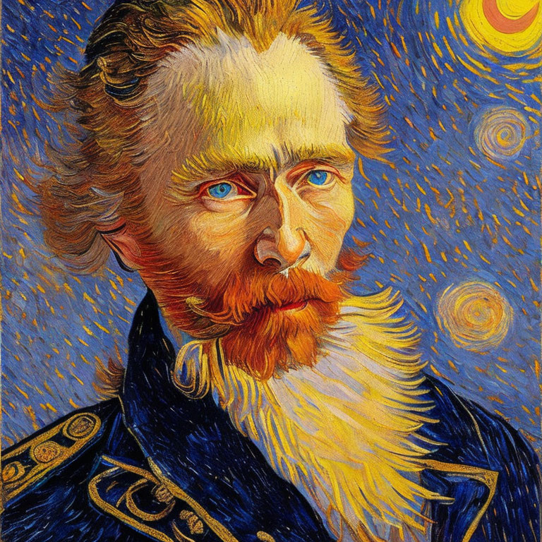 Bearded Man Portrait with Blue Eyes and Ginger Beard