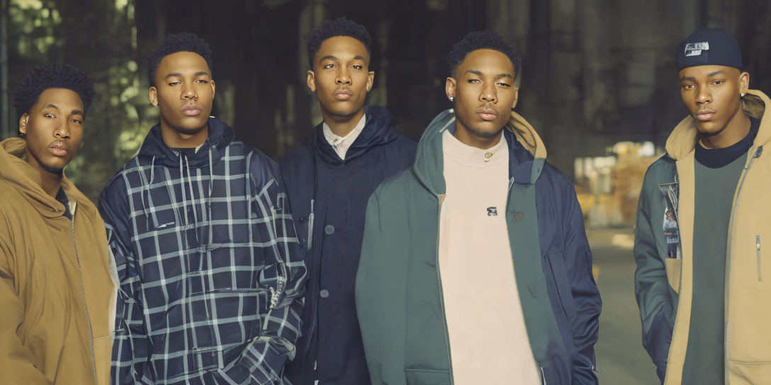 Group of Young Men in Casual Fall Fashion Outdoors